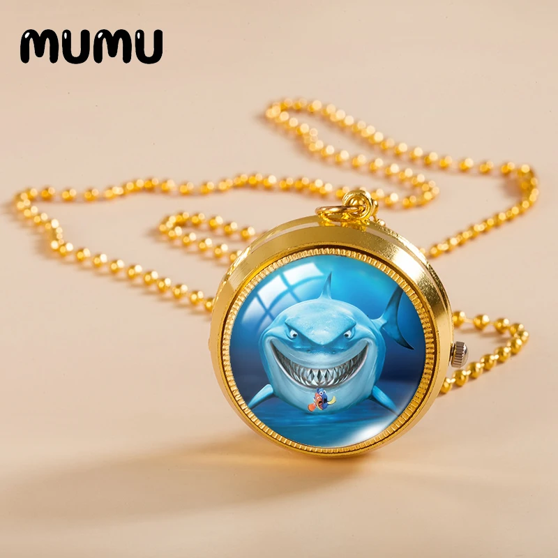 Новинка 2021 г. карманные часы в виде поисков Немо ожерелье золотого цвета