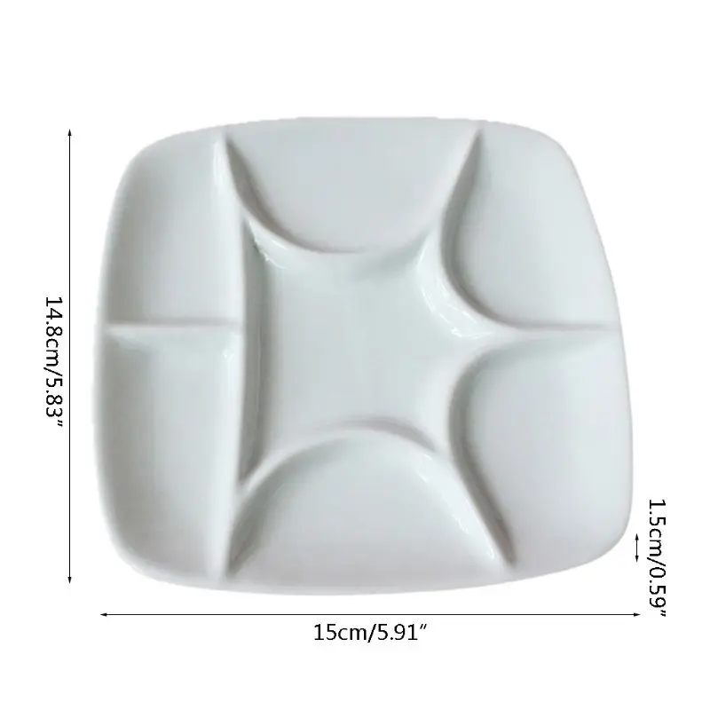 

W3JD 7-Well Square White Ceramic Artist Paint Palette for Watercolor Gouache Acrylic Oil Painting
