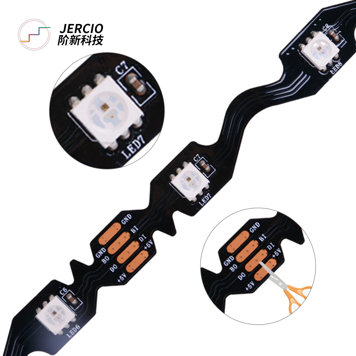 S образная Светодиодная лента DC5V SMD5050 WS2812b SK6812 30 светодиодов/м точки прерывания