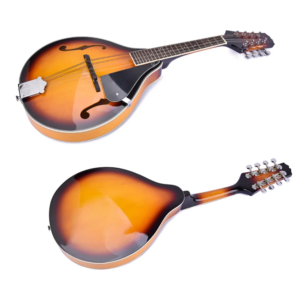 

8-String Basswood Mandolin Musical Instrument A Style Mandolin with Rosewood Adjustable Bridge Fingerboard Steel String Mandolin