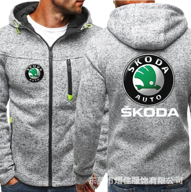

2020 Fashion Men Winter Autumn Mens Motorcycle SKODA Hoodies Cotton Casual Zip Male Hooded Coats