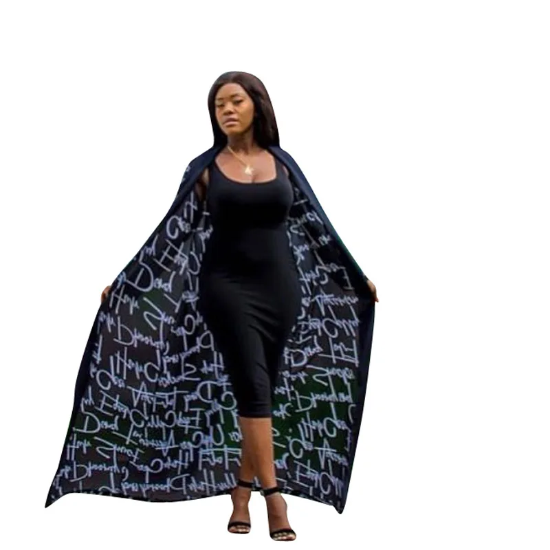 Женский халат осеннее платье-кардиган в африканском стиле с длинным рукавом и