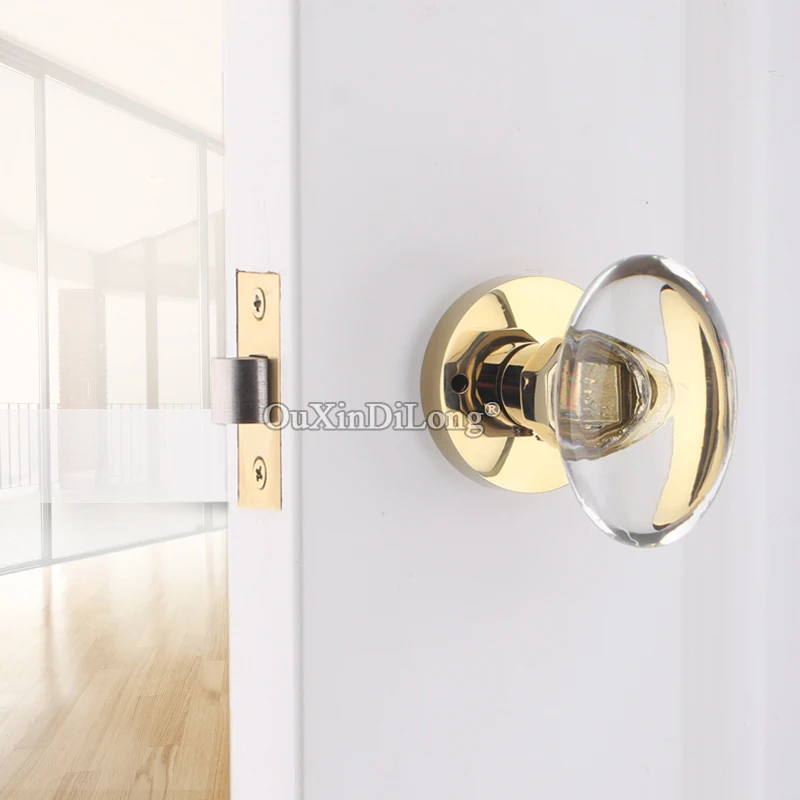 

Top Luxury European Crystal Knobs Door Lock Copper Interior Living Room Bedroom Bathroom Mute Door Knobs Lock No Key