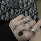Цельный кулон в стиле ретро Harajuku с крестом, женское модное индивидуальное открытое регулируемое кольцо с цепочкой и подвеской