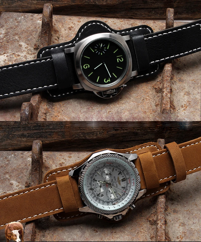 Ремешок Onthelvel 20 мм 22 мм из натуральной кожи для часов Panerai 24 мм 26 мм для матовых наручных часов с пряжкой# E