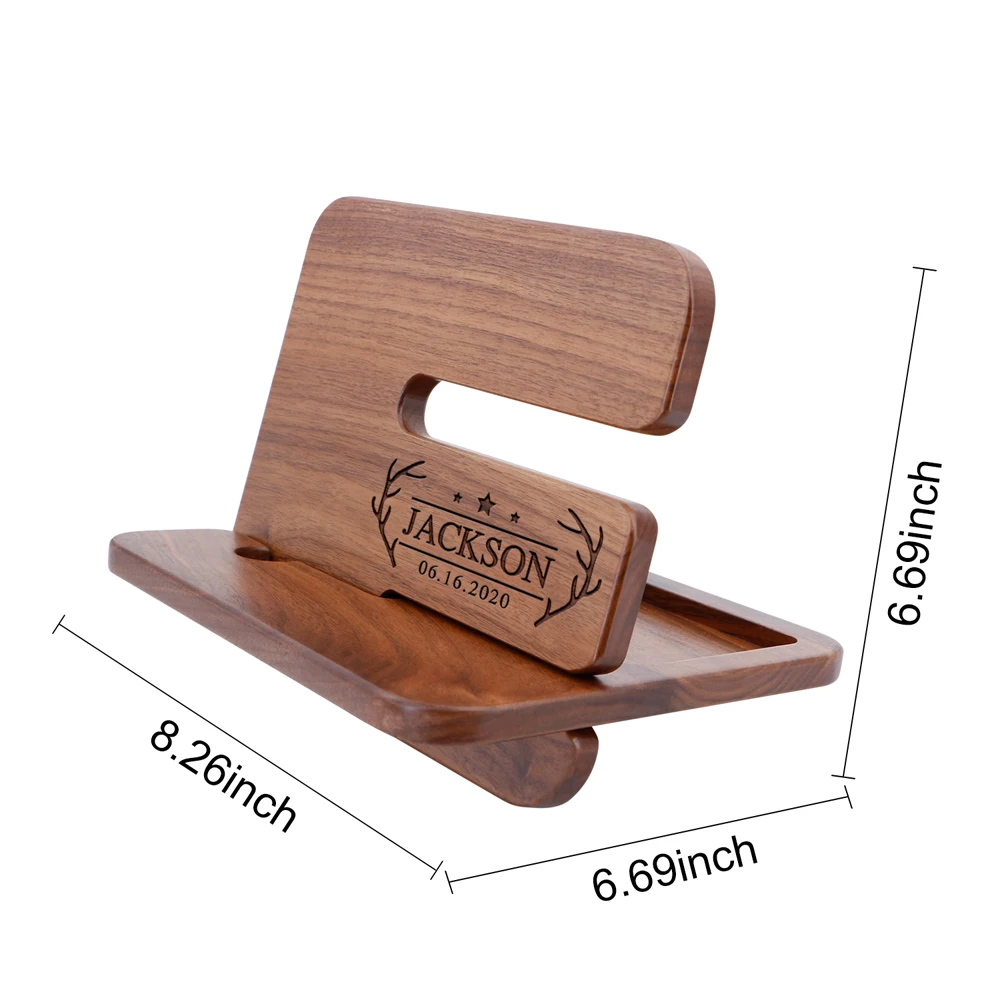 На заказ ваш логотип натуральная древесина грецкого ореха док станция для