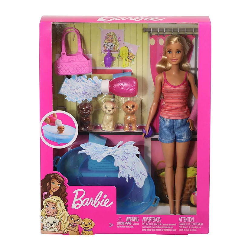 

Original Barbie Doll Pets Bath Set Toys for Girls Puppy Dog Bathtub Barbie Accessories Juguetes Toys for Children Birthday Gift