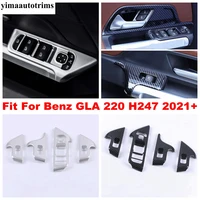 accessories for mercedes benz gla 220 h247 2021 carbon fiber look matte car inner armrest window lift button panel cover trim