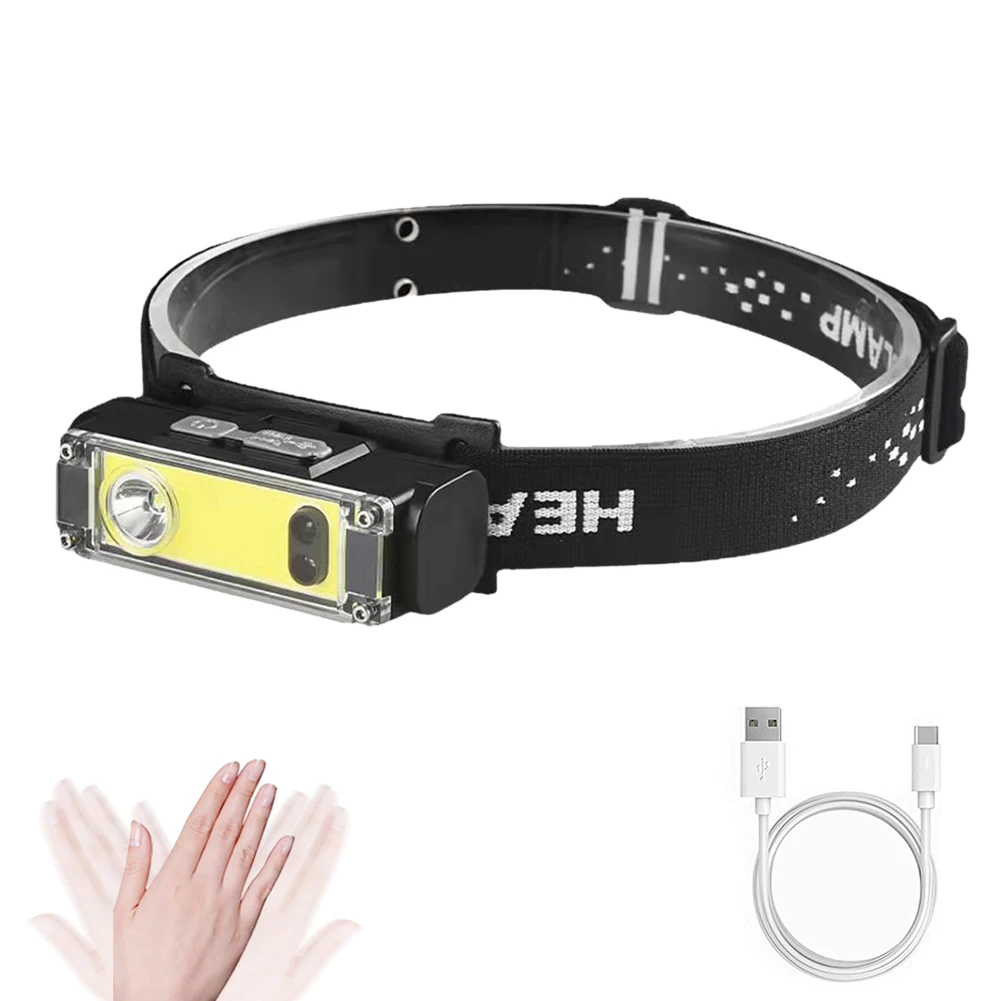 

Usb Rechargeable COB+XPE LED Strong Headlight Super Bright Head-Mounted Flashlight Outdoor Smart Sensor Night Fishing