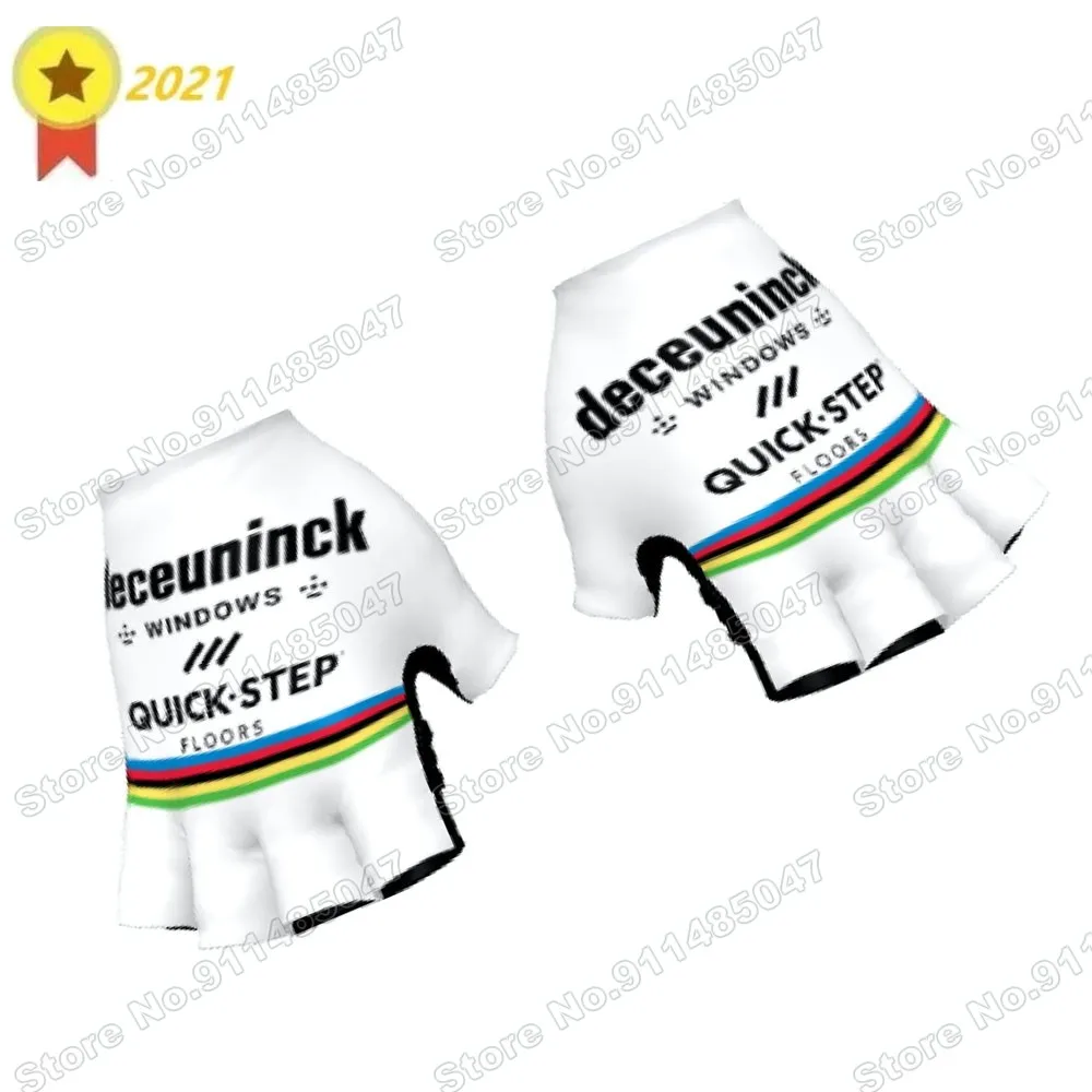 

New 021 Quick Step White Cycling Gloves Men Bicycle Gel Half Finger Glove One Pair Size M-XL Guante Ciclismo Gant cyclisme