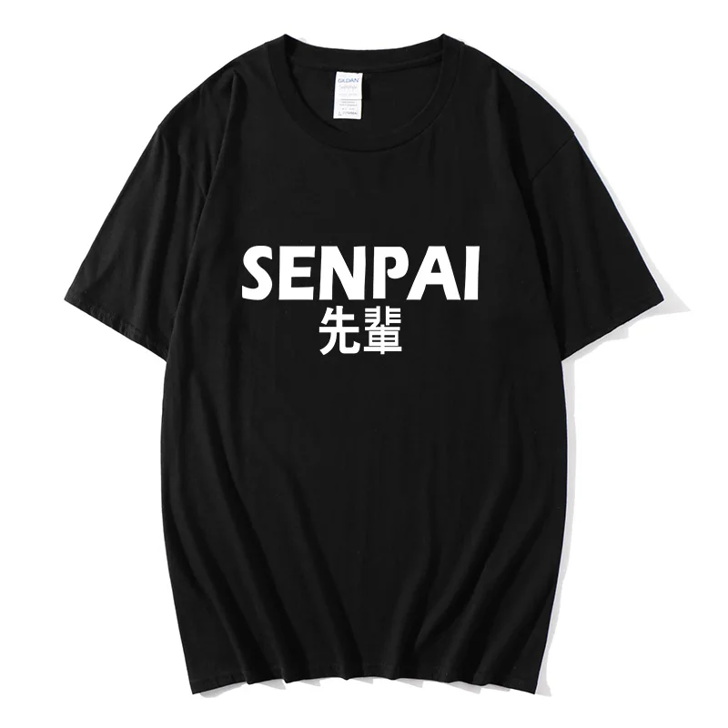 Футболка с принтом SENPAI 100% хлопок для мужчин и женщин белая черная хип-хоп |