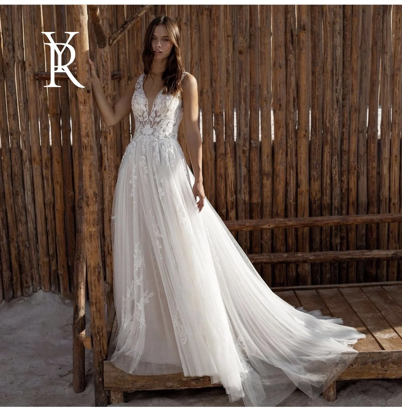 

YILIBERE Lace Wedding Dress Short Sleeve O-Neck Plus Size Luxury Lace Appliques Tulle Cathedral Train Robe Fluffy skirt