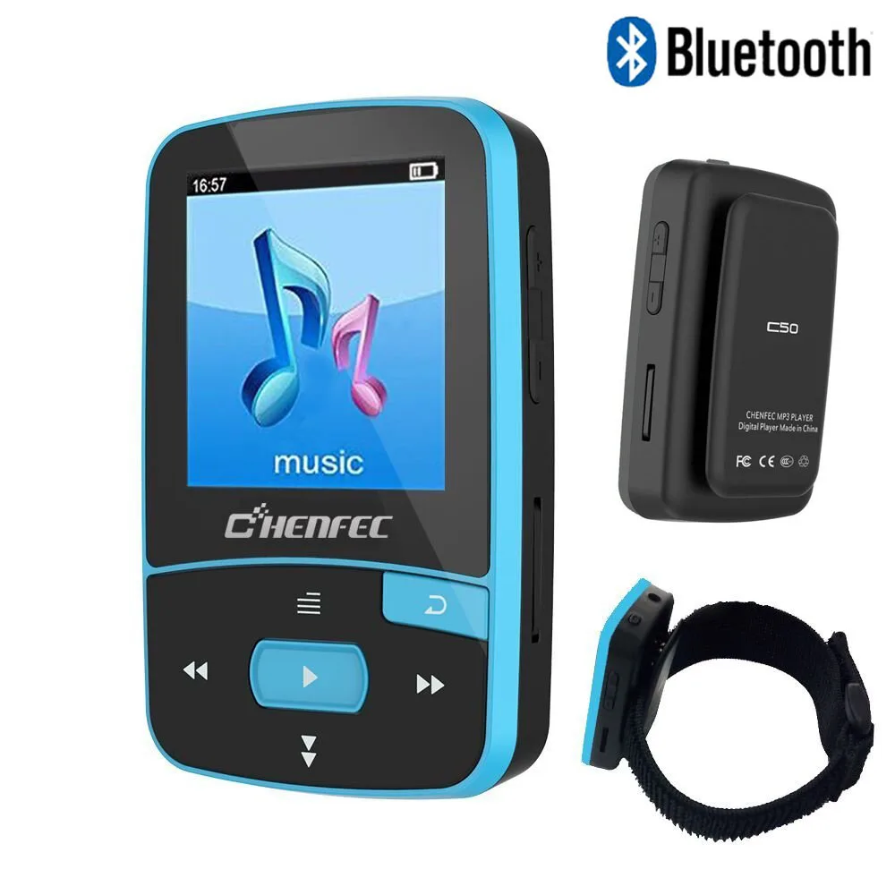 Мини Клип Спорт Bluetooth 4,2 MP3 плеер новая версия MP3 музыкальный плеер с FM, рекордер, поддержка TF/SD карты+ повязка на руку - Цвет: CF-C50-8GB-Blue