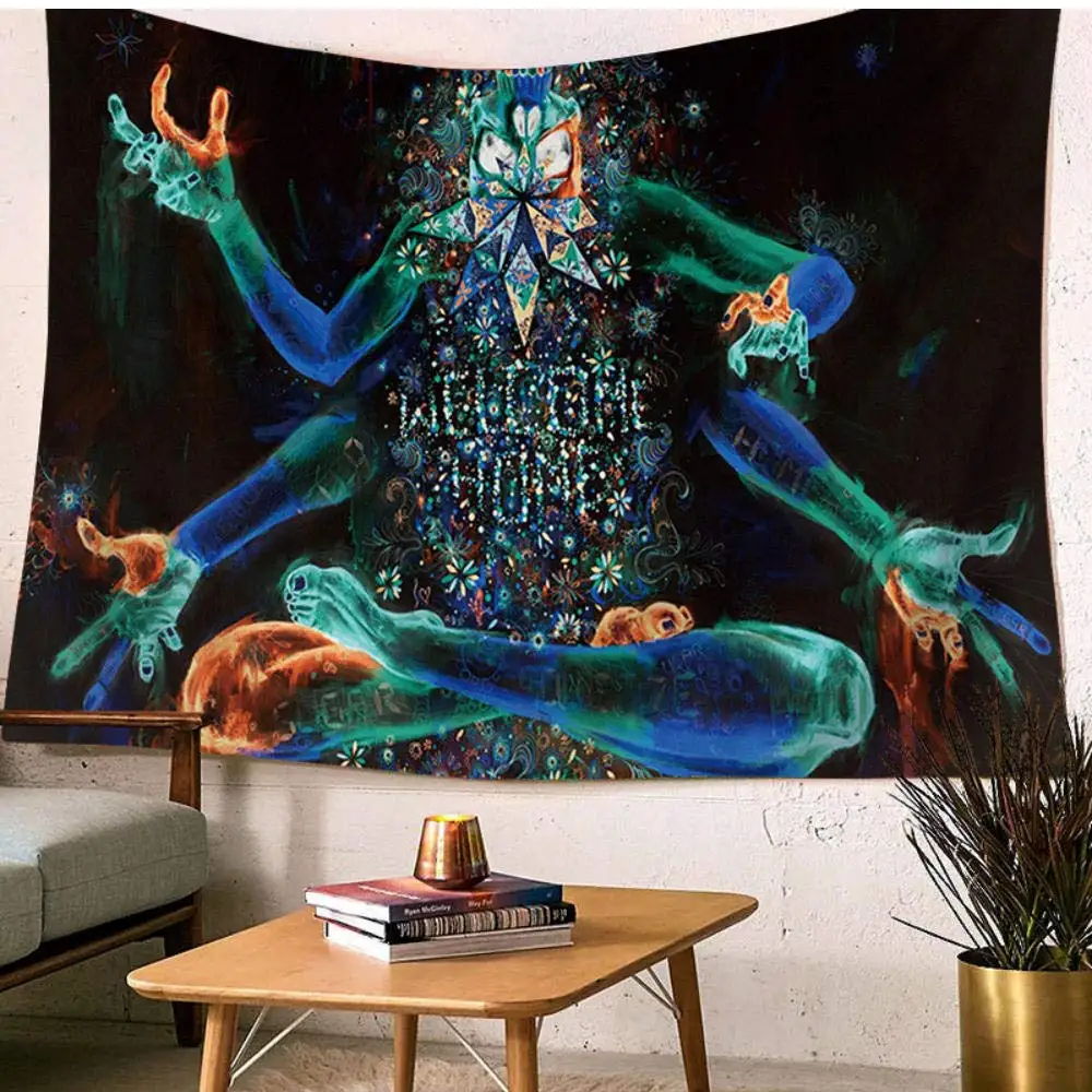 

Wall Hanging Large Tapestry Hippie Punk Skull Printed Polyester Home Decor
