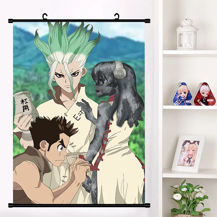 Аниме Dr. STONE Ishigami Senku Shishio Tsukasa Настенная роспись настенный плакат Otaku коллекция домашнего декора художественный подарок