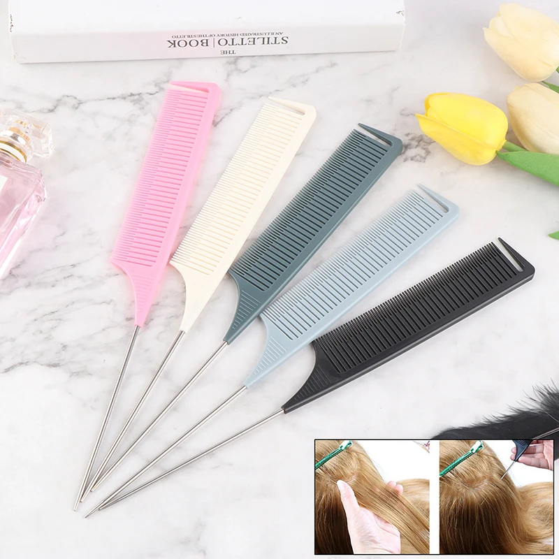 

Professional Heat Resistant Salon Black Metal Pin Tail Antistatic Comb Hard Carbon Cutting Comb Hair Trimmer Brushes