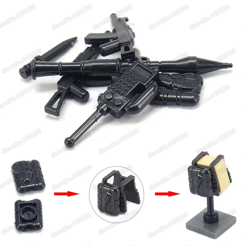Military Weapons Army Communicator Gun Soldier Building Block Figures Equipment Accessories WW2 Model Moc Boy Gift Children Toys | Игрушки и