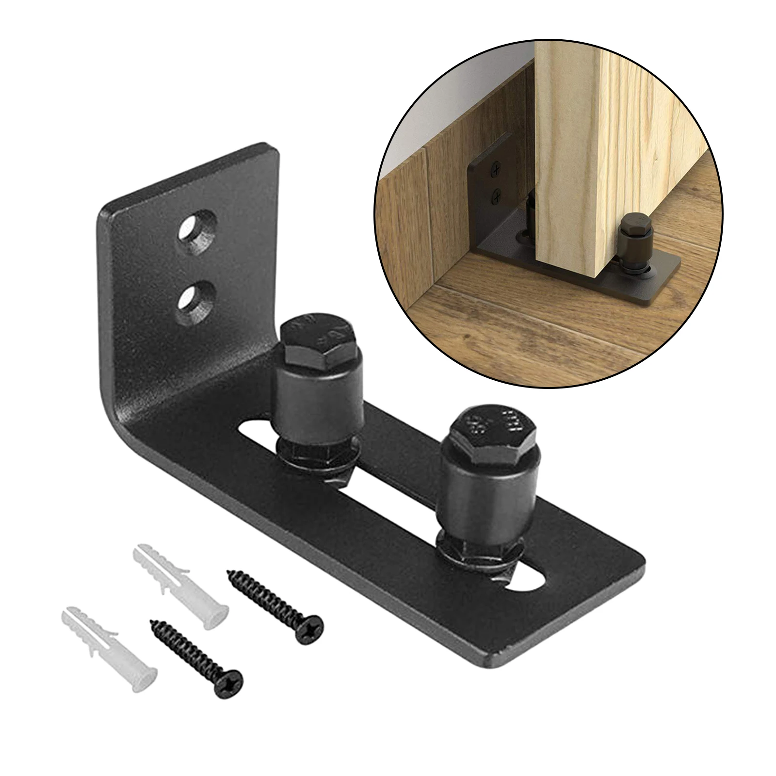 

2 Bearing Barn Door Floor Guide Stay Roller Sliding Adjustable Guide Frame