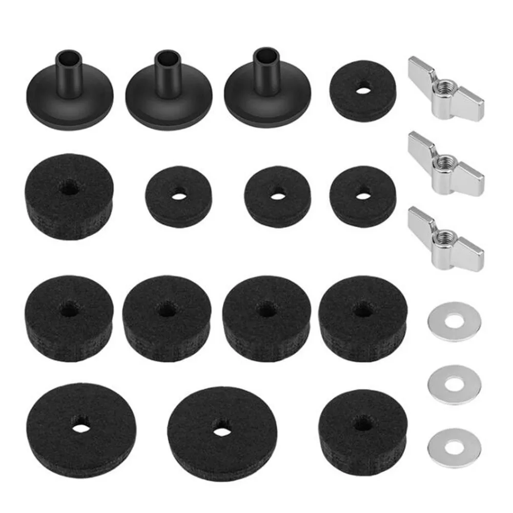 

21pcs Drum Stand Clutch Felt Washers Nuts Cymbal Sleeve Pads For Most Jaw Drum Set Accessories Bracket Tube Felt Wing Nut