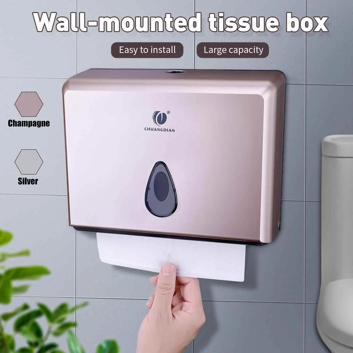

Kitchen Bathroom Wall-mounted Tissue Dispenser Tissue Box Holder for 200PCS Multifold Paper Towels Holder Toilet Paper Boxes