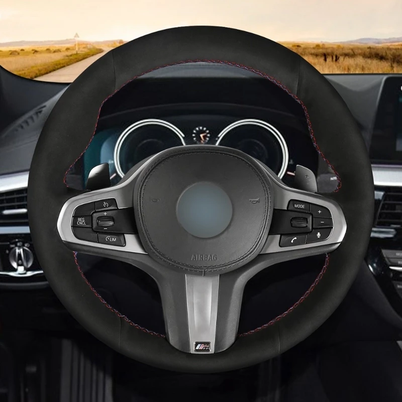 Сделай сам из мягкой черной замши кожаный чехол рулевого колеса автомобиля для BMW