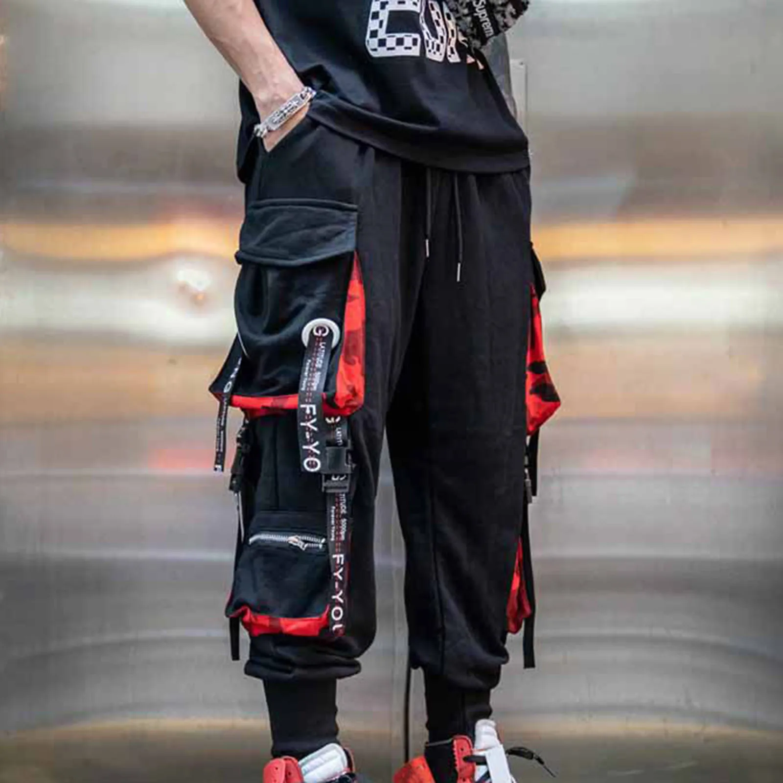

Men's Cargo Pants Fashion Oversized Hip Hop Wide Leg Pants Straight Leg Pants Trousers 2022 Oversize Streetwear джоггеры мужские