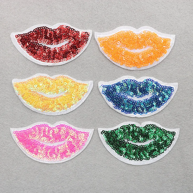 Новинка высокое качество блестки 6 цветов вышивка губ шитье нашивка одежда шляпа