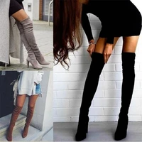 large size womens boots 2021 autumn winter new fashion thick with side zipper over knee elastic women shoes casual riding boots