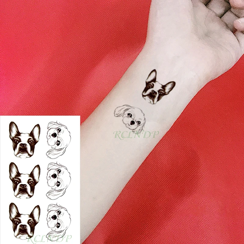 

Waterproof Temporary Tattoo Stickers cartoon lovely dog head animal Fake Tatto Flash Tatoo small tattoos for girl Women Men kid