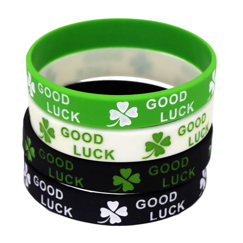 1 шт. новое модное клевер удачи Wristband силикона Черный Зеленый Белый Резиновые