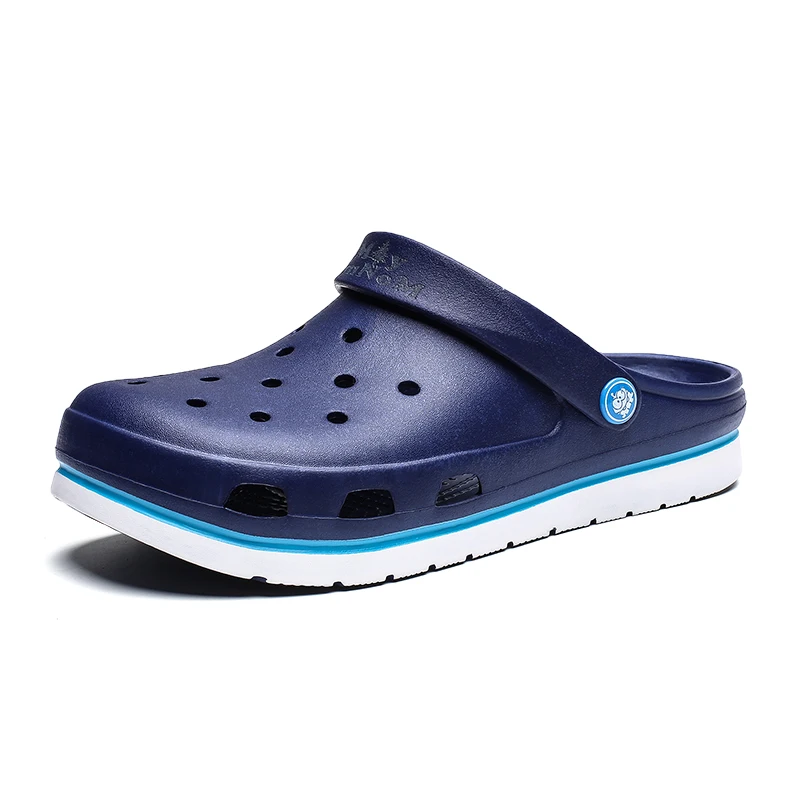 blue Crocse Crocks/мужские сандалии для бассейна; летняя Уличная обувь для пляжа; мужские садовые Сабо без застежек; Повседневная водонепроницаемая обувь для душа; Crock - Цвет: blue