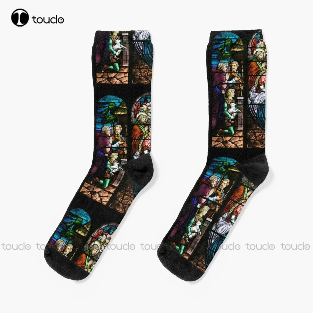 

Nativity Scene Church Christian Religious Socks Bulk Socks Christmas New Year Thanksgiving Day Gift 360° Digital Print Custom