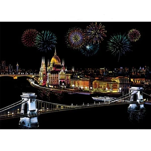 Budapest Scratch Night View Poster Sticker Deluxe Erase Black Scratch World Map Scratch Off Foil Layer Coating Painting as Gift