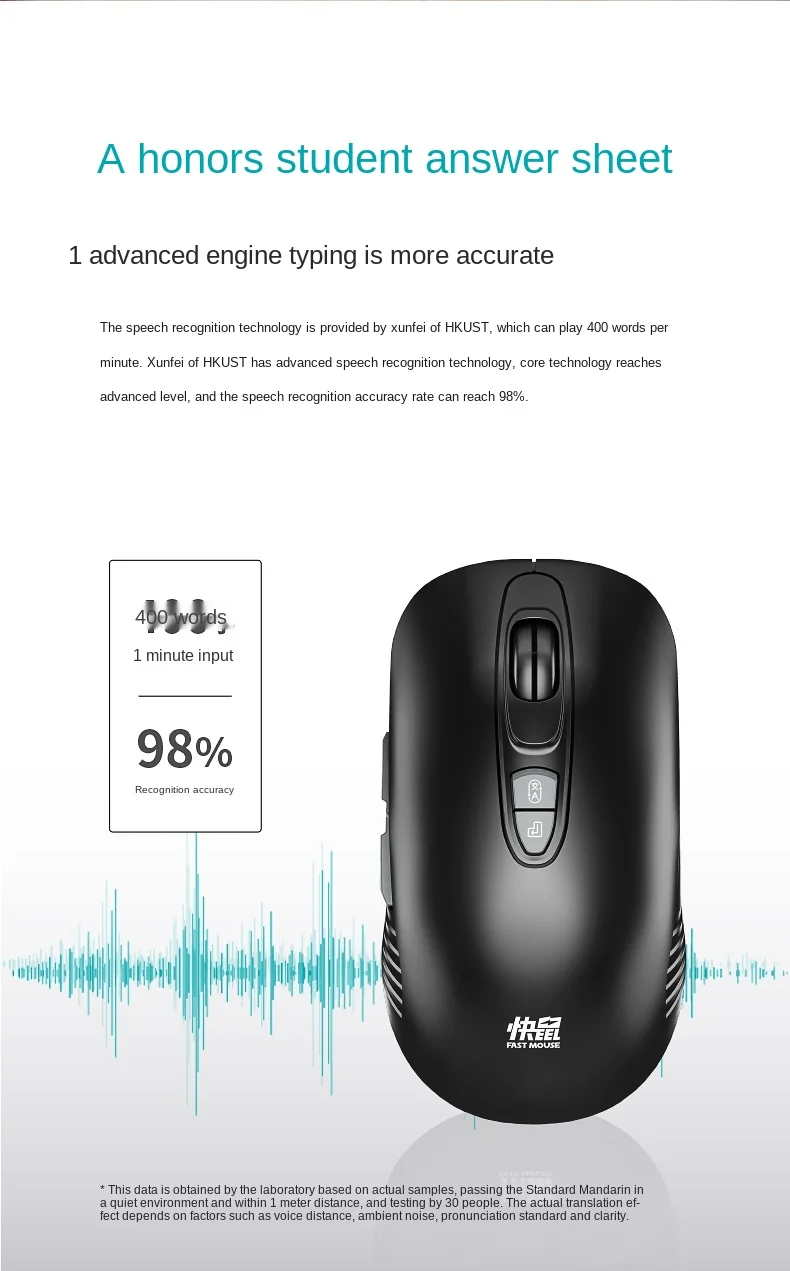 

CYI Artificial Intelligence Voice Mouse P30 Wireless Rechargeable Universal Voice Control Input to Text Fast Typing