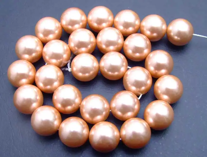 

Qingmos 14mm Round Pink Sea Shell Pearl Loose Beads for Jewelry Making DIY Necklace Bracelet Earring Loose Strands 15" los257
