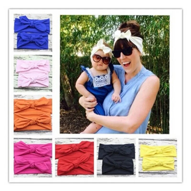 

2 шт./пара Малыш для матери и дочери, бантик в виде кроличьих ушек для волос резинки для волос ткань повязка на голову, повязка с бантом для де...