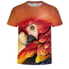 Футболка мужская и женская с принтом в виде головы птицы из красных перьев