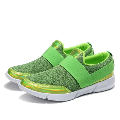 green Модные кроссовки; женские кроссовки; женская повседневная обувь; Лоферы без шнуровки; Basket Femme; Вулканизированная обувь; tenis feminino; размера плюс - Цвет: green