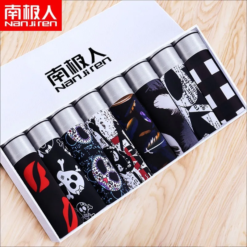

Men's Boxer Underwear Ice Silk Boxers Panties Summer Breathable Ultra-Thin Boxer Personalized Printed BoxerShort Plus Size L-4XL