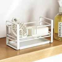 stainless steel sponge holder adhesive sink caddy organizer kitchen drying sponge rack drainer with removable tray