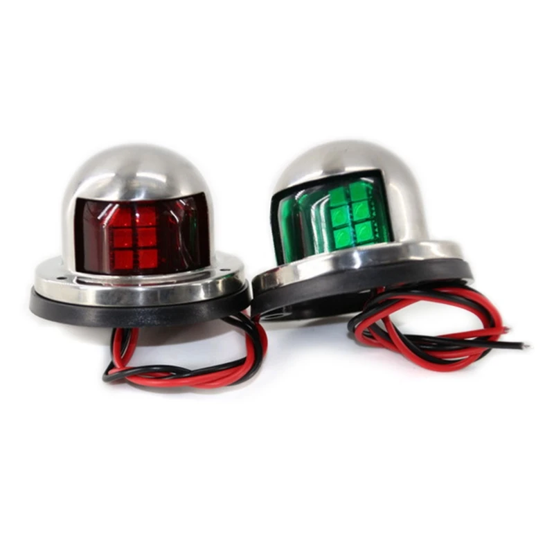 

2Pcs 12V Stainless Steel Red Green Bow LED Navigation Lights Boat Marine Indicator Spot Light Marine Boat Yacht Sailing Light