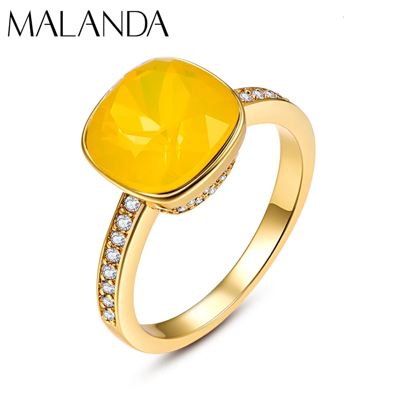 Роскошные кольца Malanda с кристаллами SWAROVSKI для женщин, Новые Модные Элегантные кольца для свадебной вечеринки, ювелирные аксессуары, подарок для мамы и девочки - Цвет основного камня: 231 OPAL