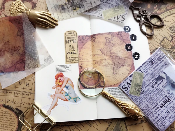 6 шт./компл. Ретро Винтаж калька Бумага новости карта Стикеры DIY ремесло