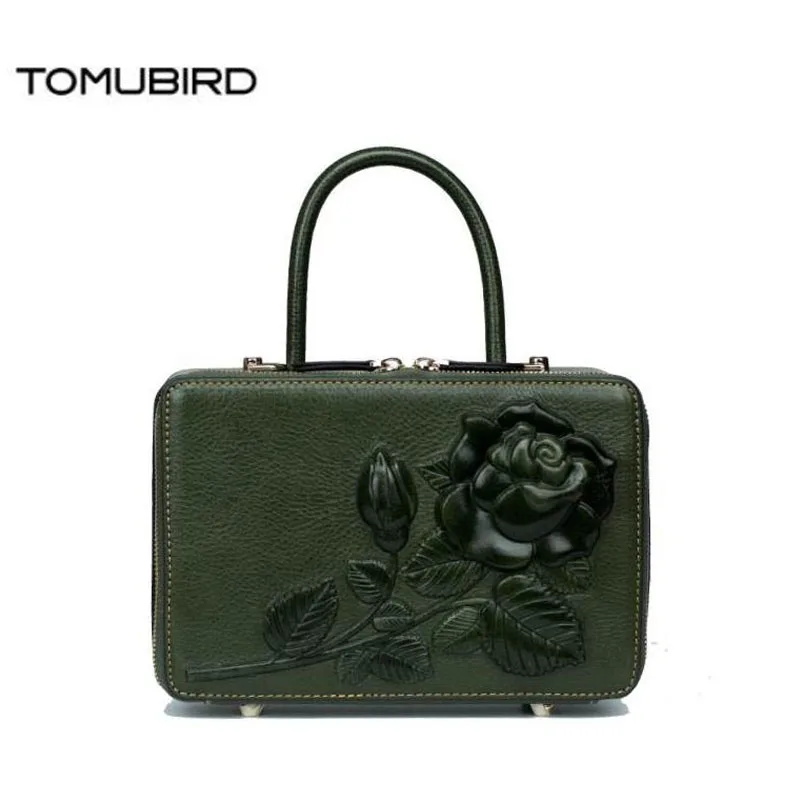 TOMUBIRD 2020 new superior cowhide leather Designer Rose embossed Handmade Leather Tote Genuine Handbags | Багаж и сумки