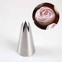 1pc cake decorating nozzle 304 stainless steel icing baking pastry tools pastry flower mout straight 6 tooth cream nozzle