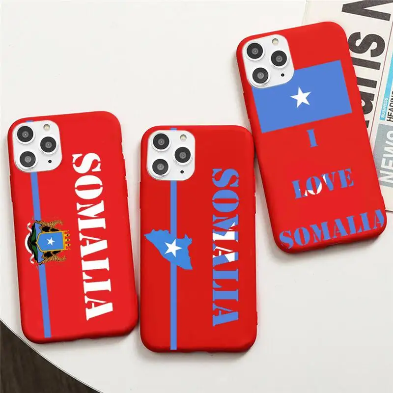 

Somali Somalia National Flag Phone Case For IPhone 6 6s 7 8 Plus X Xs Xr Xsmax 11 12 Pro Promax 12mini Candy Red Silicone Cover