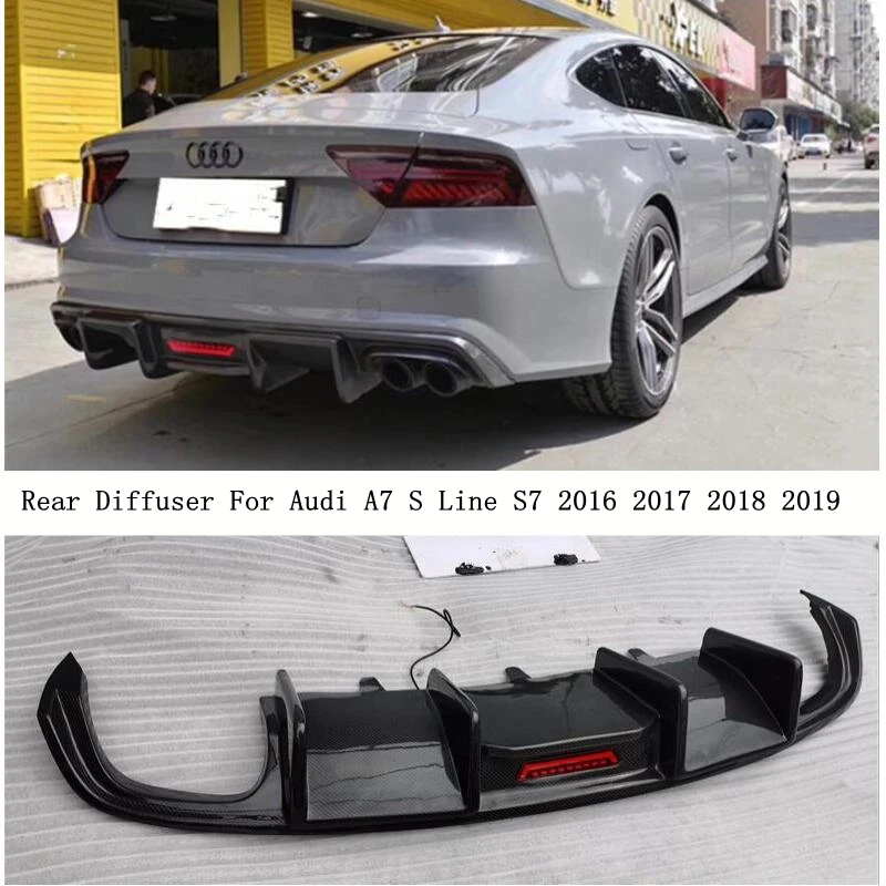 

Carbon Fiber Rear Diffuser Lip Spoiler For Audi A7 S Line S7 2016 2017 2018 2019 Bumper Splitters High Quality Auto Accessories