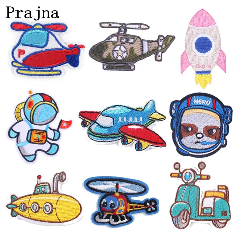 Prajna UFO ракета самолет мультфильм патч вышитые патчи для одежды утюжок на полоски