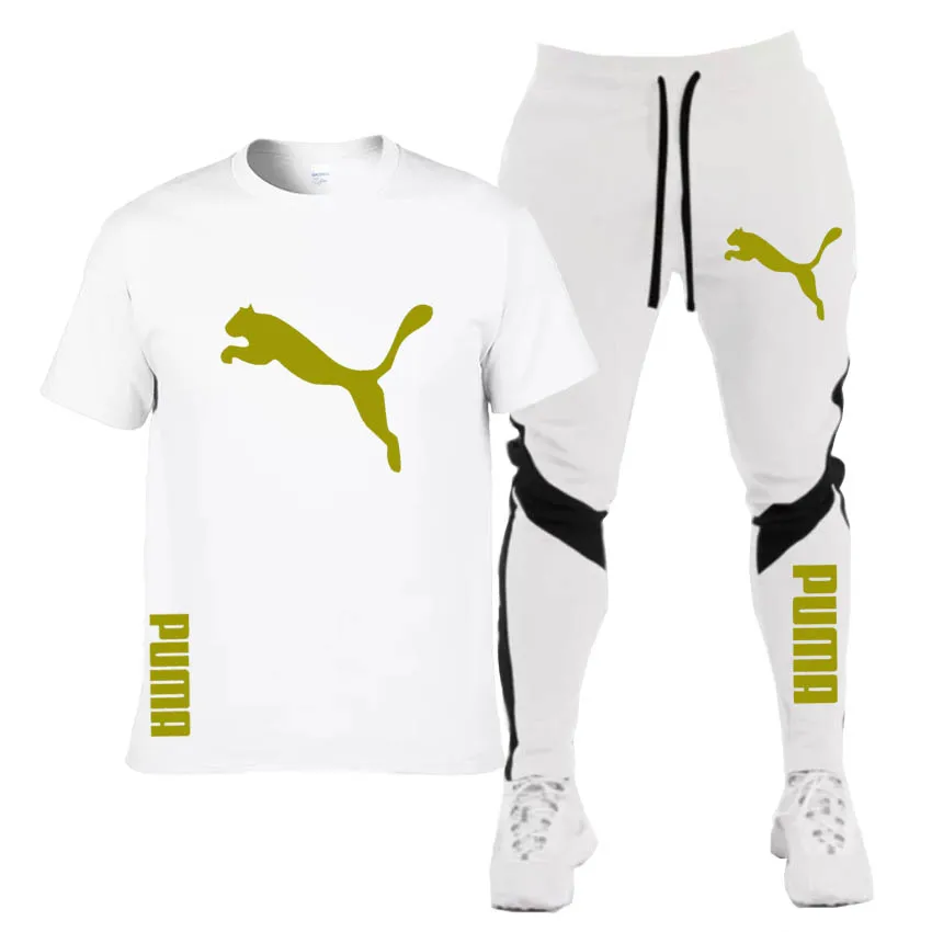 

2021 men's suit fashion summer short-sleeved T-shirt + shorts + trousers 2-piece fashion new season sports brand suit Puma