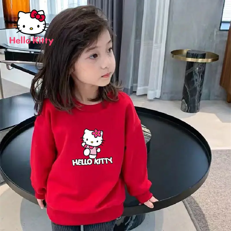 

Hello Kitty Girls Autumn Sweater 2021 Spring and Autumn New Children's Sweater Women's Western Style Long Sleeve Top